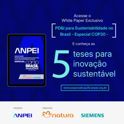 Peça de divulgação do white paper da ANPEI para a COP30